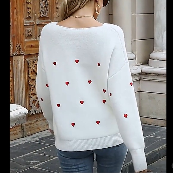 ♥️Fitshinling V Neck Embroider ♥️ Pullover Sweater: White//Sage//Black M NWT - Picture 6 of 12